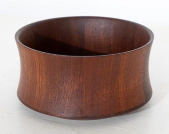 John Crouse Black Walnut Bowl 7.625" Hand Lathe Turned Wood 1971