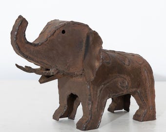 Manuel Felguerez Elephant Sculpture Metal Folk Art Signed