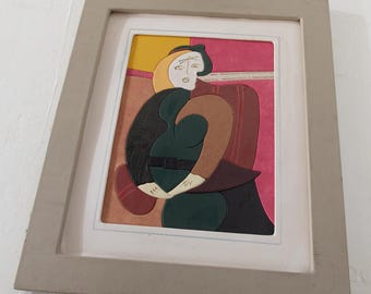 Picasso Style 'The Red Armchair' Vinyl Portrait 18"x 22" Reproduction