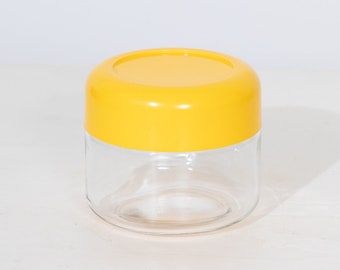Heller Glass Jar Massimo Vignelli Storage Container Yellow 4.25"