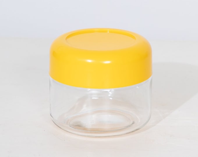 Featured listing image: Heller Glass Jar Massimo Vignelli Storage Container Yellow 4.25"