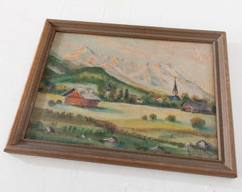 1945 Landscape Painting Bonn Germany Signed 'Becker' 21.75 x 16.5