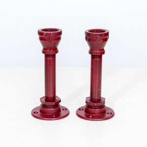 Industrial Pipe Candlestick Holders Painted image 1