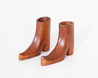 Hand Carved Boots Miniature Folk art 2.75"h