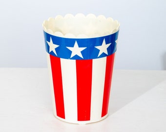 Vintage USA Flag Patriotic Waste Basket America Stars and Stripes