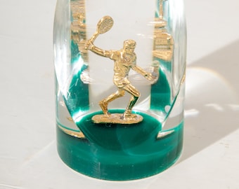 Vintage Unique Canada Lucite Acrylic Tennis Sculpture Paperweight
