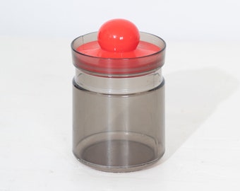 Modern Plastic Storage Jar Red Lid