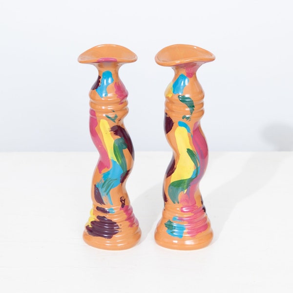 Dan Lasser Vermont Pottery Vase or Candlestick holder set of 2