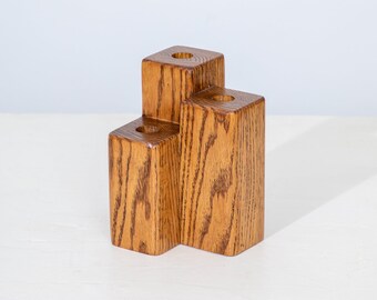 1994 Oak Hand Made Candle Stick Holder