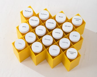 Copco Spice Rack Wall Mount Yellow with Spice Jars