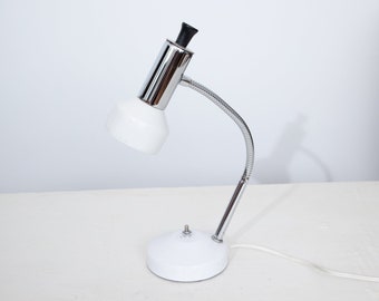 White and Chrome Gooseneck Desk Lamp