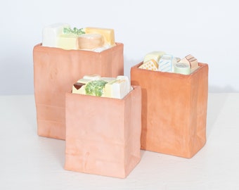 Canister Set Ceramic Grocery Bags by Betty Utley 1983 Jars