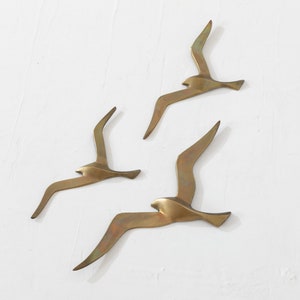 Brass Seagulls Art Wall Mount Set of 3