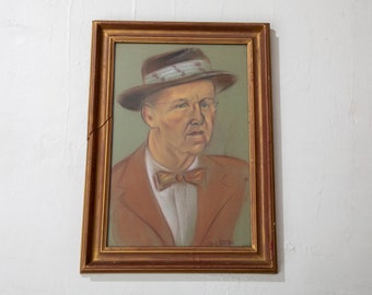 Vintage Original Chalk Portrait from Mohr Art Galleries Toledo Ohio Original