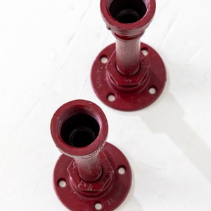 Industrial Pipe Candlestick Holders Painted image 8
