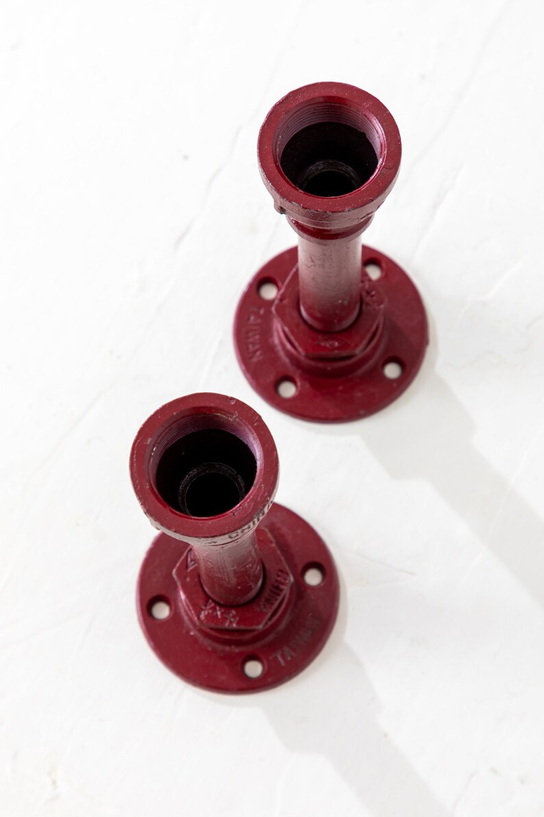 Industrial Pipe Candlestick Holders Painted image 8