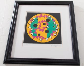 1987 Silkscreen "Harlequin Moon" by Niles Cruz 3/5 Framed Signed