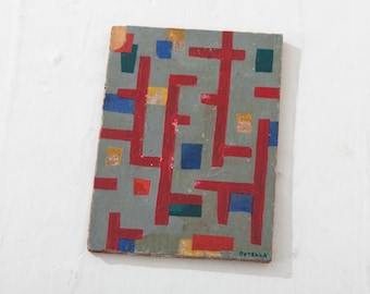 Small Painting on Board Signed Rotella