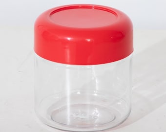Heller Designs Kitchen Canister Container Jar with Red Lid 5.5"