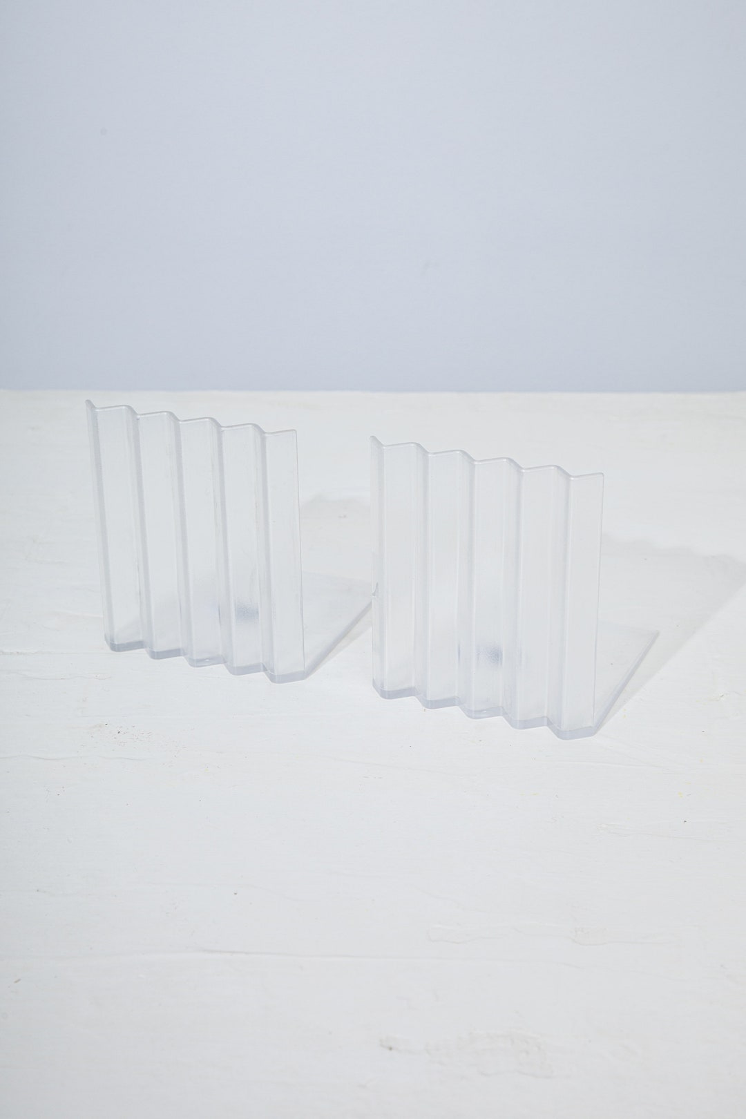 IKEA BOKIS Bookends Zig Zag Clear Plastic Pair Designed by Etsy