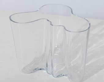Alvar Aalto 3030 Large Savoy Vase Clear Early Etched Signature