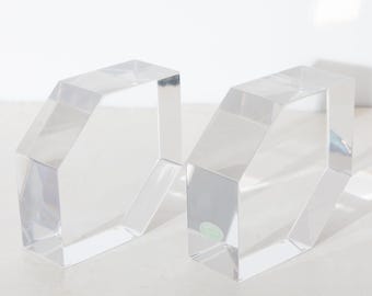 Astrolite Bookends Ritts Co Los Angeles Lucite Pair