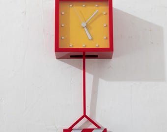 Clock Pendulum IKEA BRYT Red Yellow