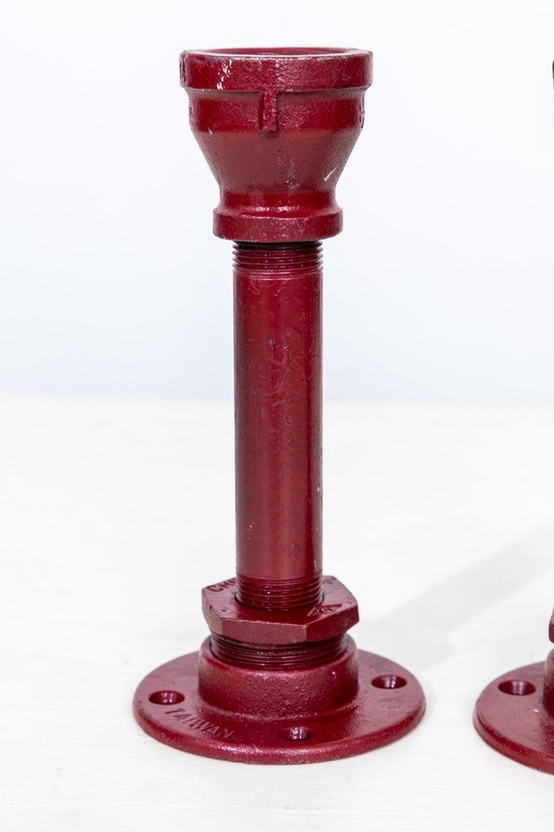 Industrial Pipe Candlestick Holders Painted image 5