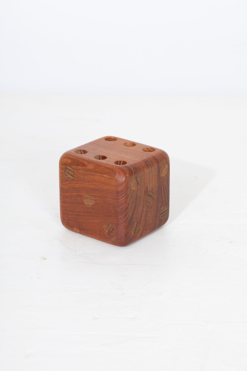 Teak Dice Pen Holder image 3