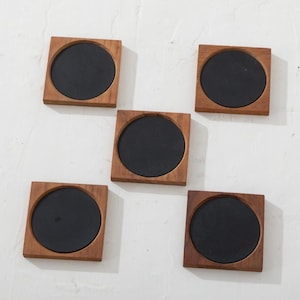 Laurids Lonborg Teak Coaster Denmark Black Set of 5