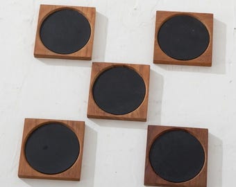 Laurids Lonborg Teak Coaster Denmark Black Set of 5