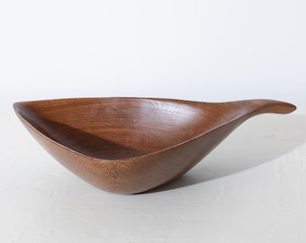 Emil Milan Large Sculptural Hand Carved Wenge Wood Serving Bowl Signed