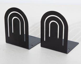 Spectrum Metal Arch Bookends Black Set of 2
