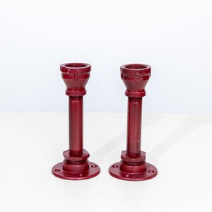 Industrial Pipe Candlestick Holders Painted image 2