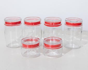 Glass Jars by Bormioli Rocco Red Set of 6