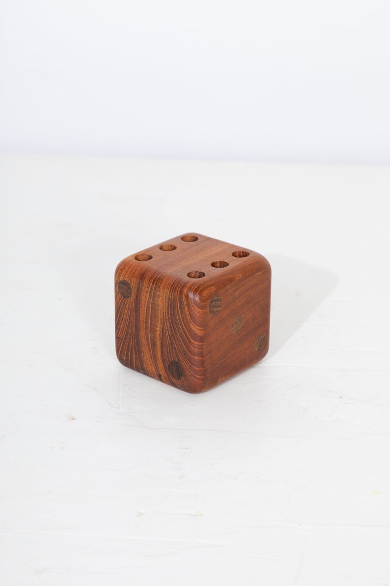 Teak Dice Pen Holder image 1