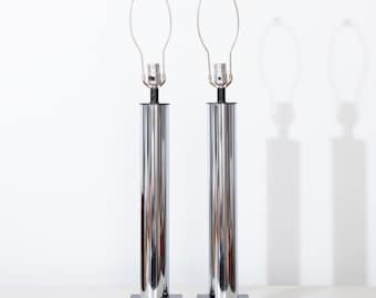 Chrome Table Lamps Pair