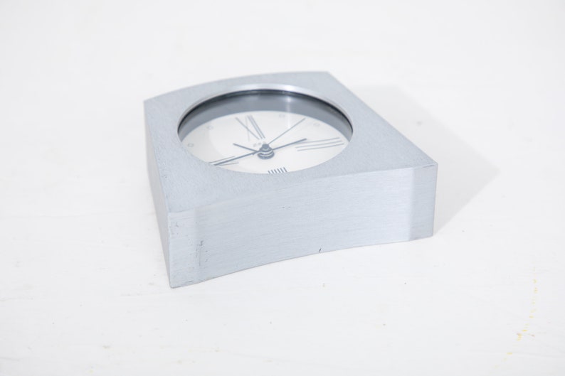 Ziro Table Clock Brushed Aluminum Etsy