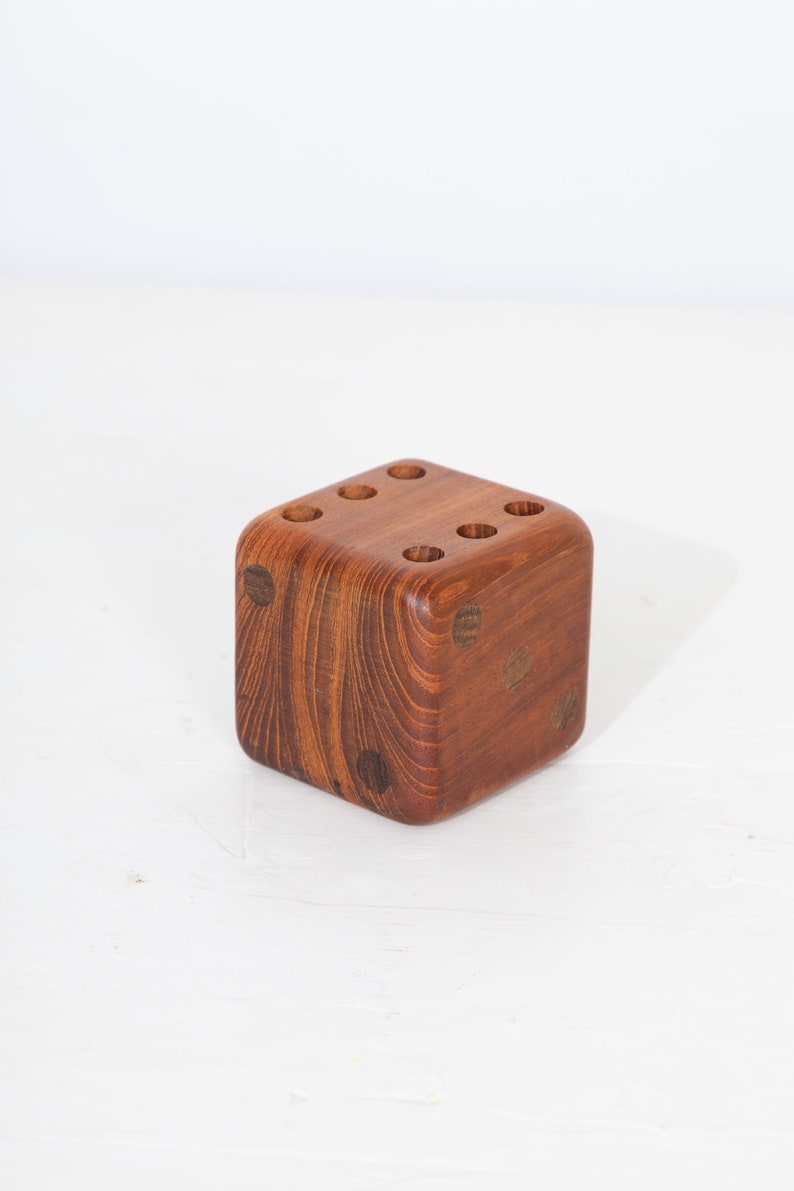 Teak Dice Pen Holder image 2