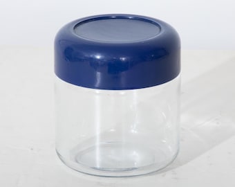 Heller Designs Kitchen Canister Container Jar with Blue Lid 5.5"