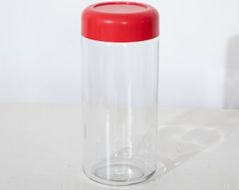 Heller Massimo Vignelli Glass Storage Jar Container - Tall Pasta Jar - RED - 11.75"