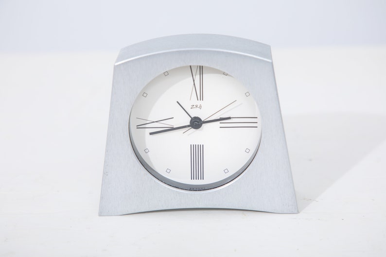 Ziro Table Clock Brushed Aluminum Etsy