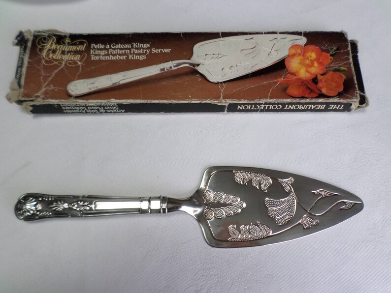 Vintage silver plate Cake pastry server in original box image 0