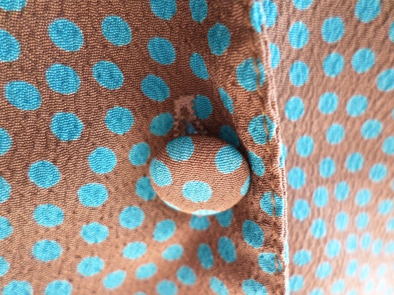 Vintage 1940s style Blouse Brown /& Teal Colour Made In England