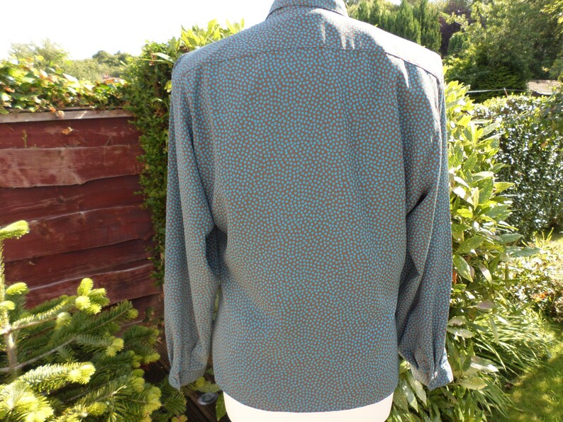 Vintage 1940s style Blouse Brown /& Teal Colour Made In England