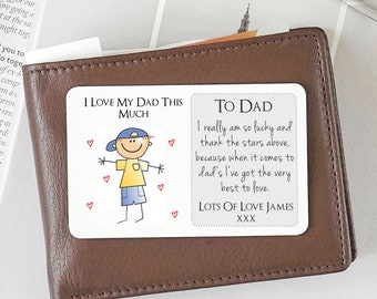 Personalised Sentimental Keepsake Wallet Card For Dad Daddy Love This Much Made From Metal Gift Idea For Birthday Father's Day From Kids