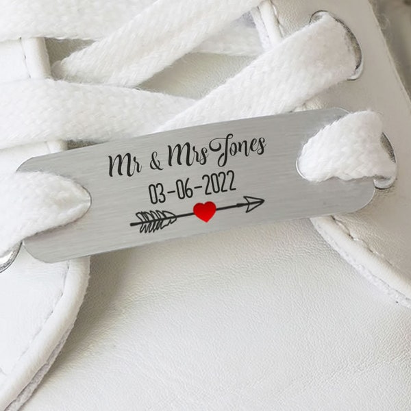 Personalised Wedding Shoes Bride and Groom Mr & Mrs Pair of Trainer Tags - Sentimental Fun Token Gift