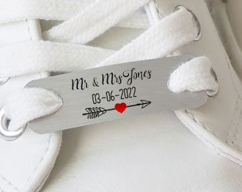 Personalised Wedding Shoes Bride and Groom Mr & Mrs Pair of Trainer Tags - Sentimental Fun Token Gift