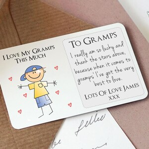 Personalised Sentimental Keepsake Wallet Card For Grandad Granda Gramps Love This Much Made From Metal Gift Idea For Birthday or Christmas image 4