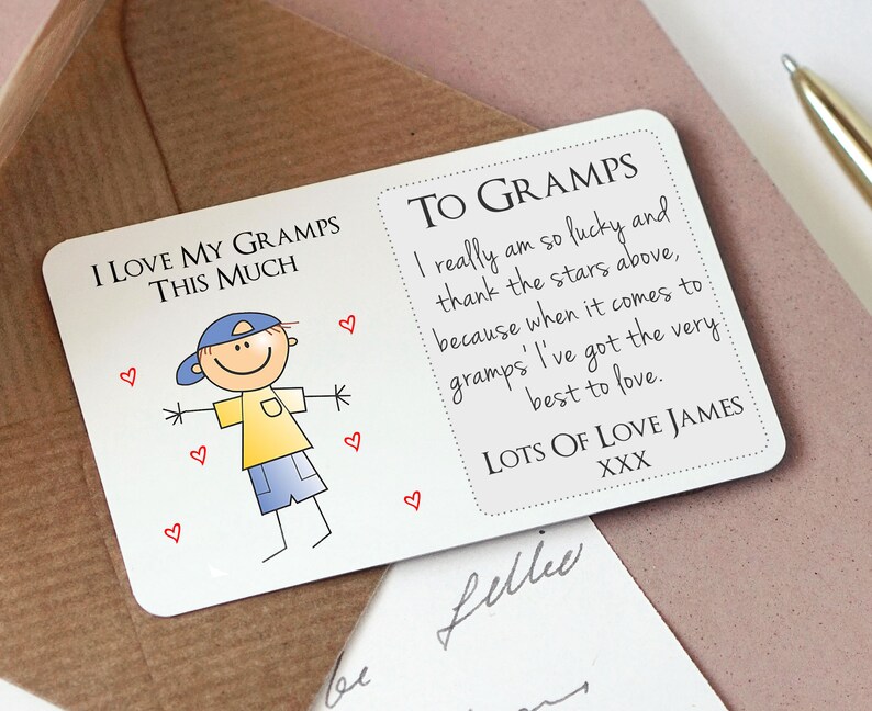 Personalised Sentimental Keepsake Wallet Card For Grandad Granda Gramps Love This Much Made From Metal Gift Idea For Birthday or Christmas image 4